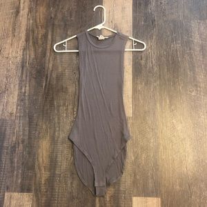 No Comment grey ribbed sleeveless bodysuit